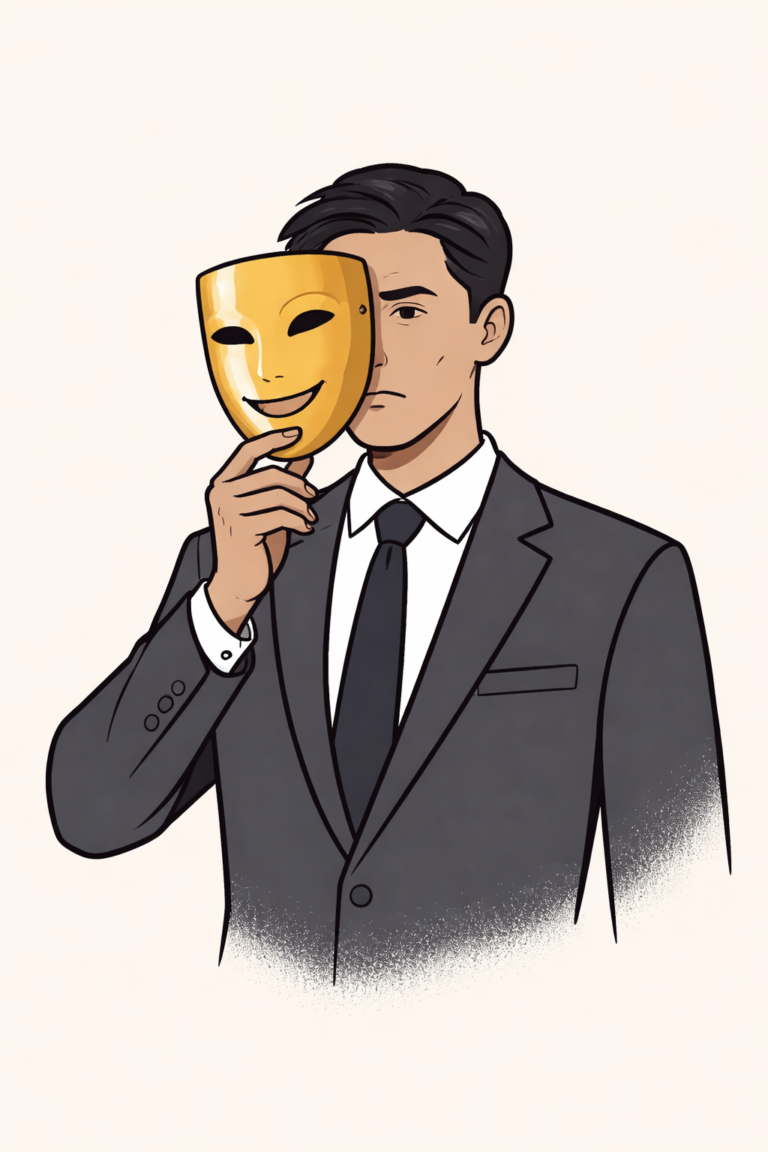 portrait of successful man tasking mask off