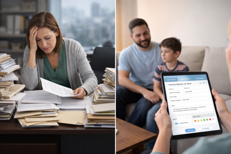 social workers in digital era still using papers notebook